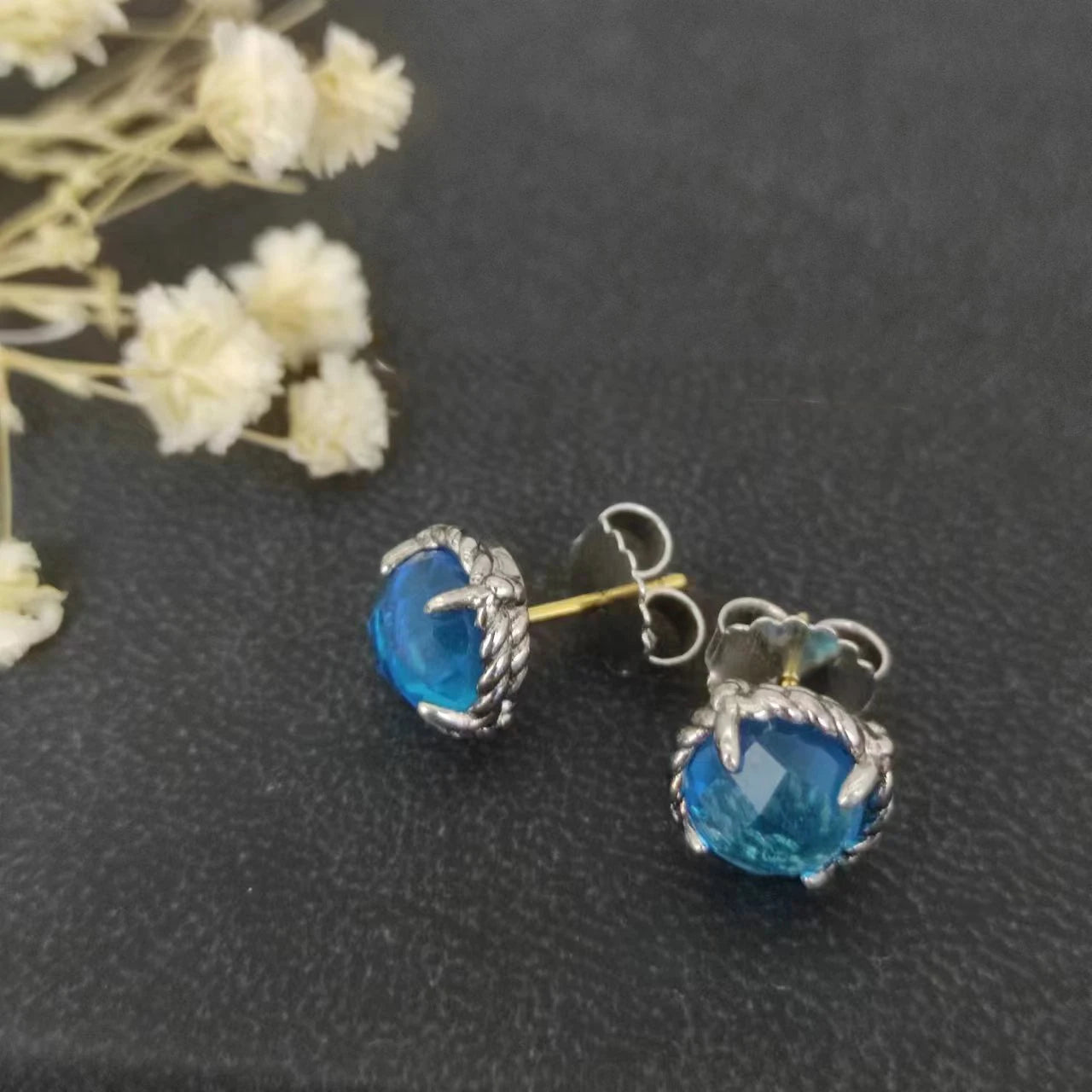 Sterling Silver Zircon Stud Earrings 925