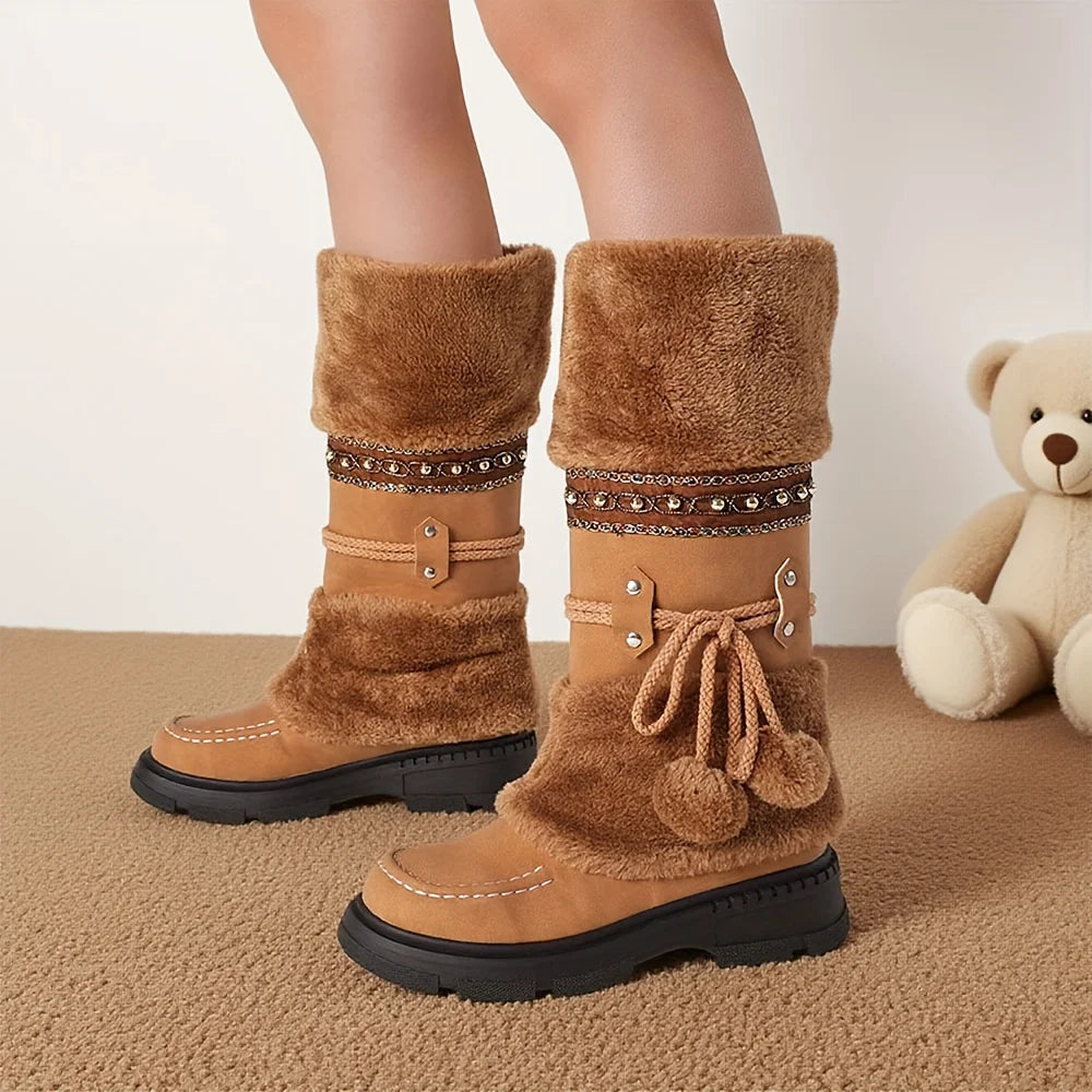 Women Snow Boots Platform Faux Fur Lining