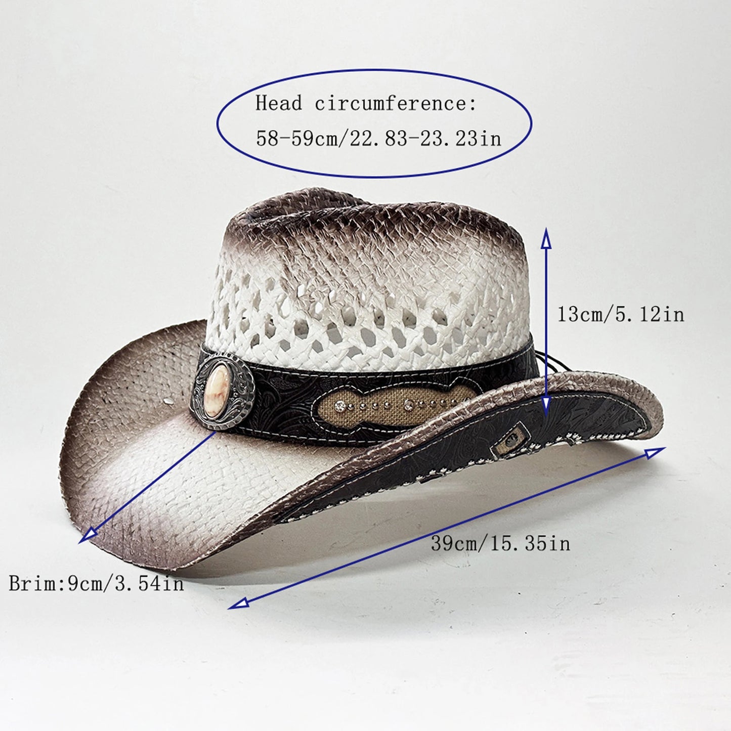 Straw Cowboy Hat With Concho Band