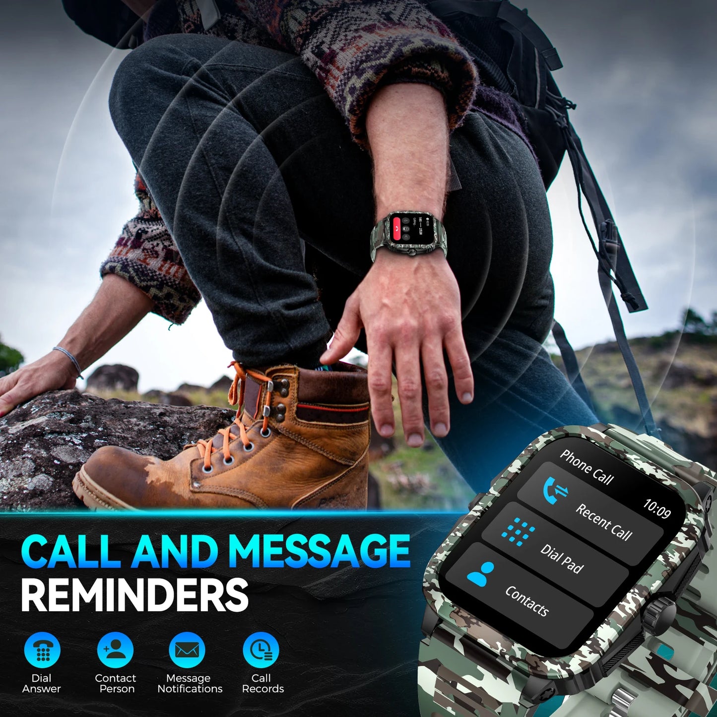 LaNikar Smart Watch KT71 3ATM Heart Rate Bluetooth