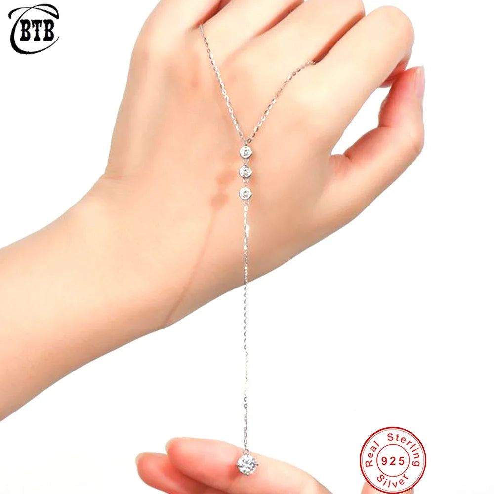 Moissanite 925 Sterling Silver Tassel Pendant Necklace