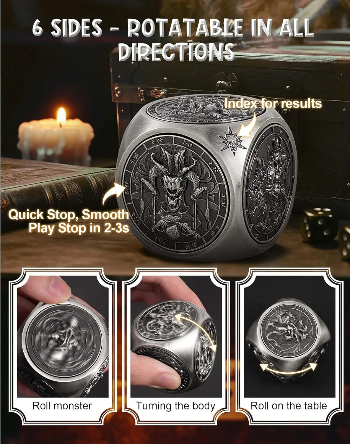 IndustrialGrade Spinner Dice For 7 In 1 DND Set Metal
