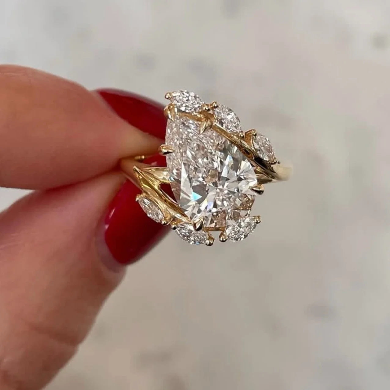 Ring 4ct Pear Moissanite 925 Sterling Silver
