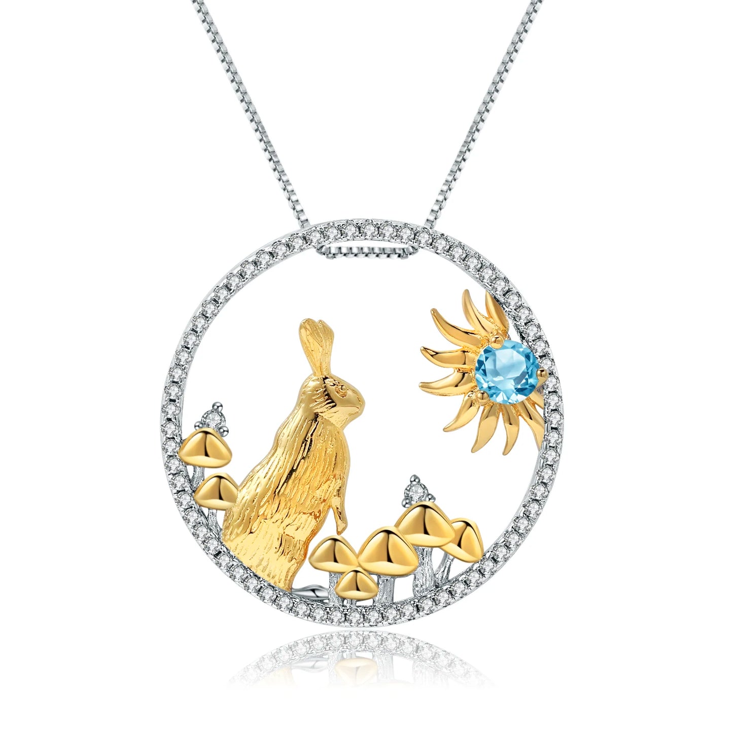 925 Necklace Silver Blue Topaz Dragon Pendant