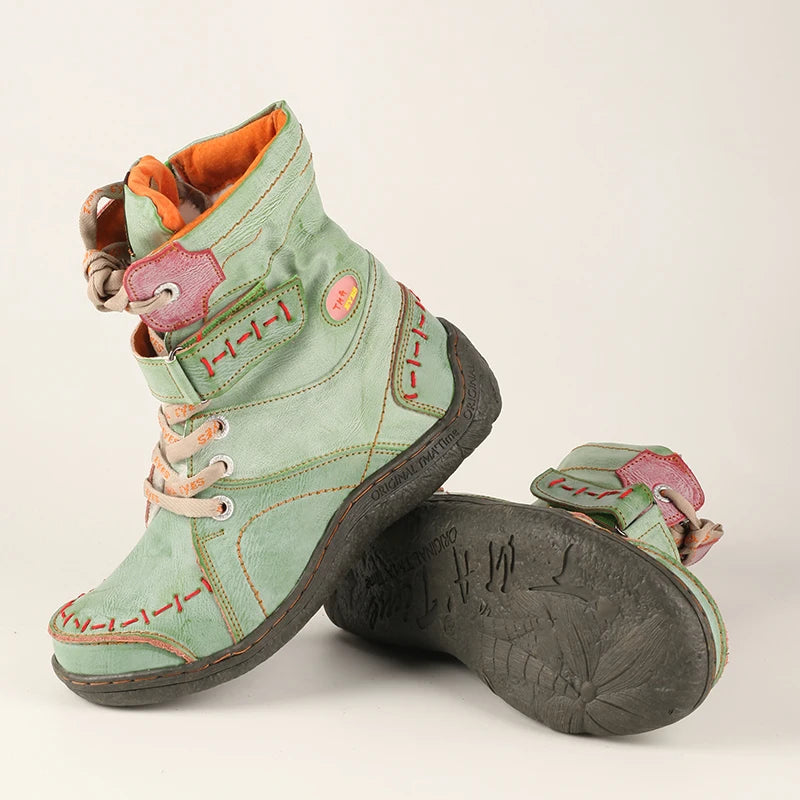 Women Leather Boots Plush Lining