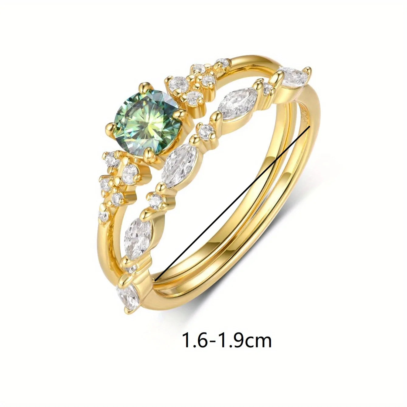 925 Silver Moissanite Ring Set Wedding Jewelry
