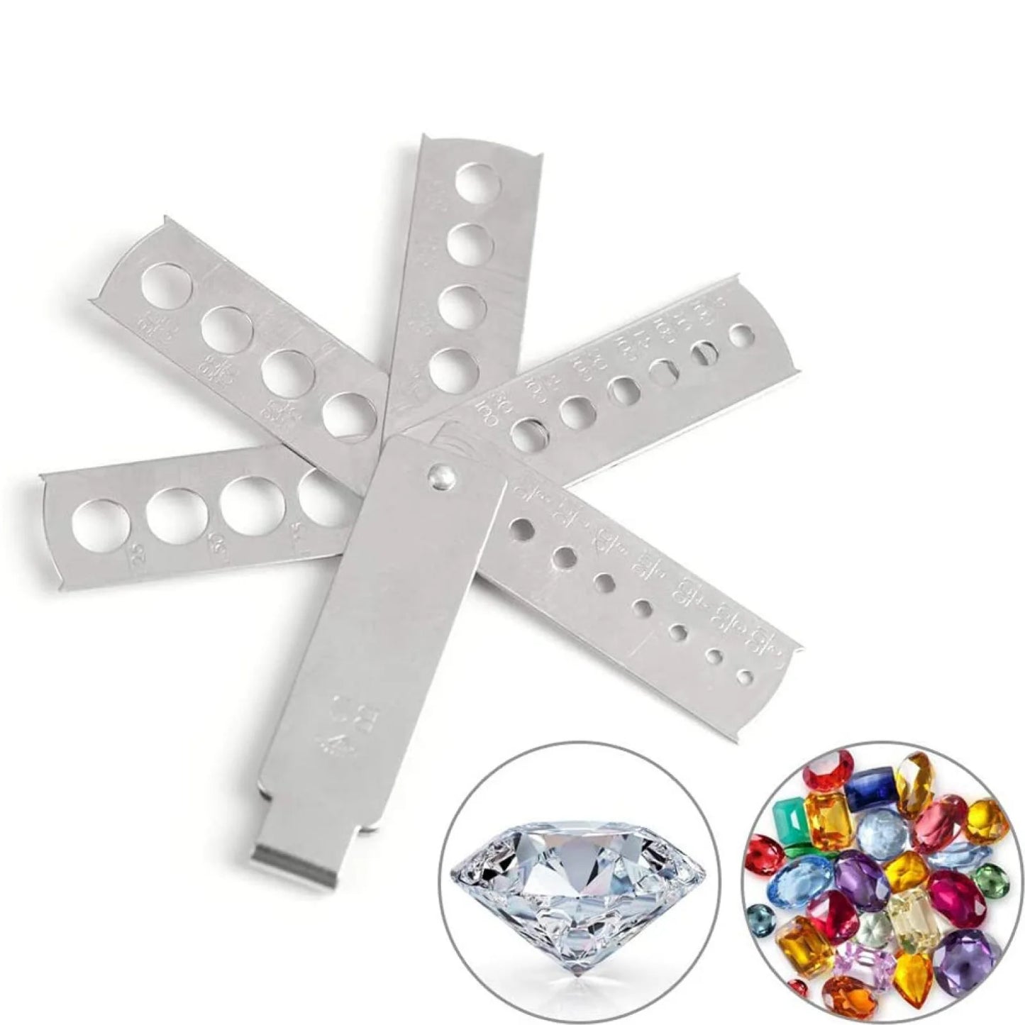 Stainless Steel Diamond Gem Fan Gauge Stone Measuring Tool For Jewelry Making