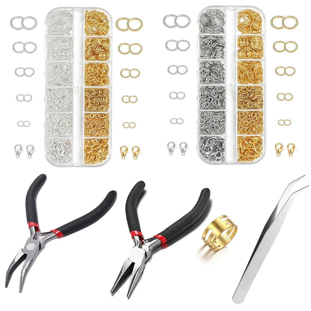 NONEDIY Jewelry 930pcs Findings Kit Jump Rings Lobster Clasps Pliers