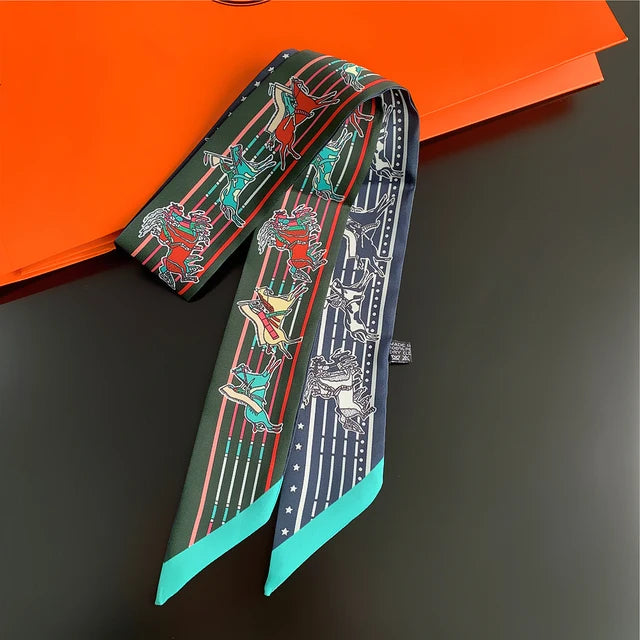 Scarf Skinny Plaid Silk Accessory