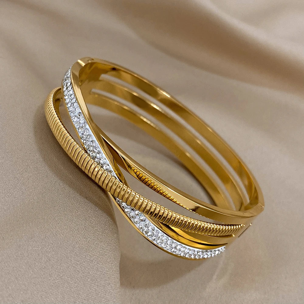 Cross Bracelet Rhinestone Cuff Bangle