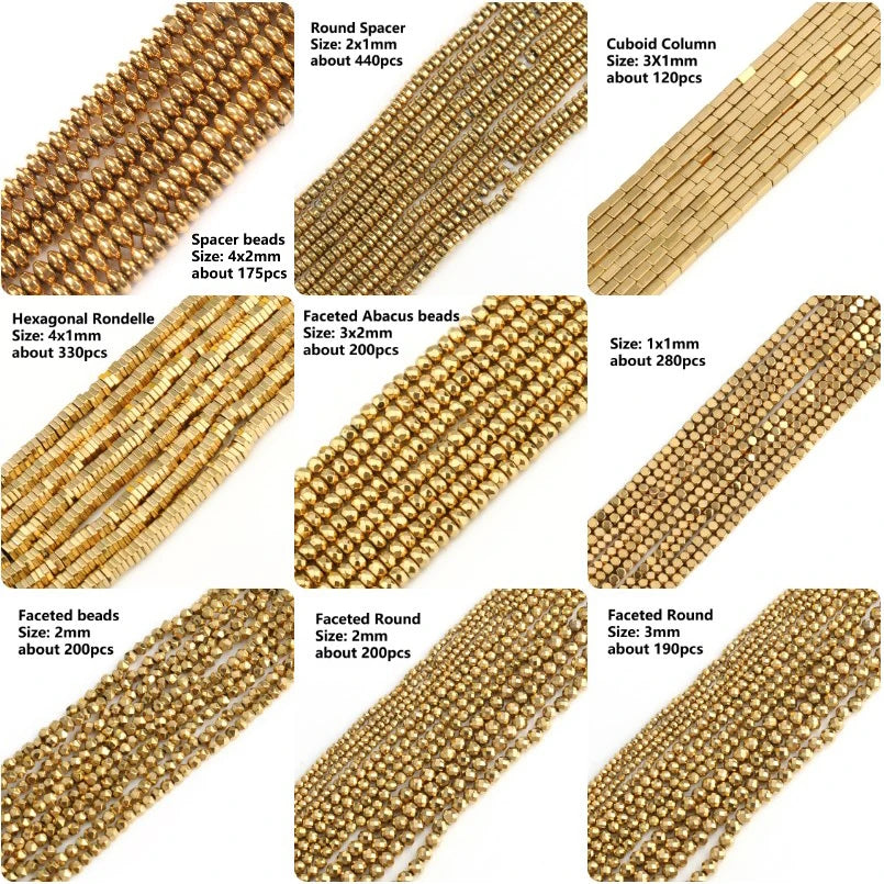 GMB724 Real Gold Plated Hematite Beads Irregular Heart Cube Rondelle