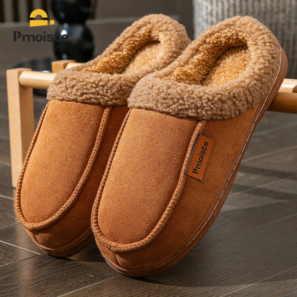 Men's Suede Slippers With Memory Foam Cushion And TPR Sole