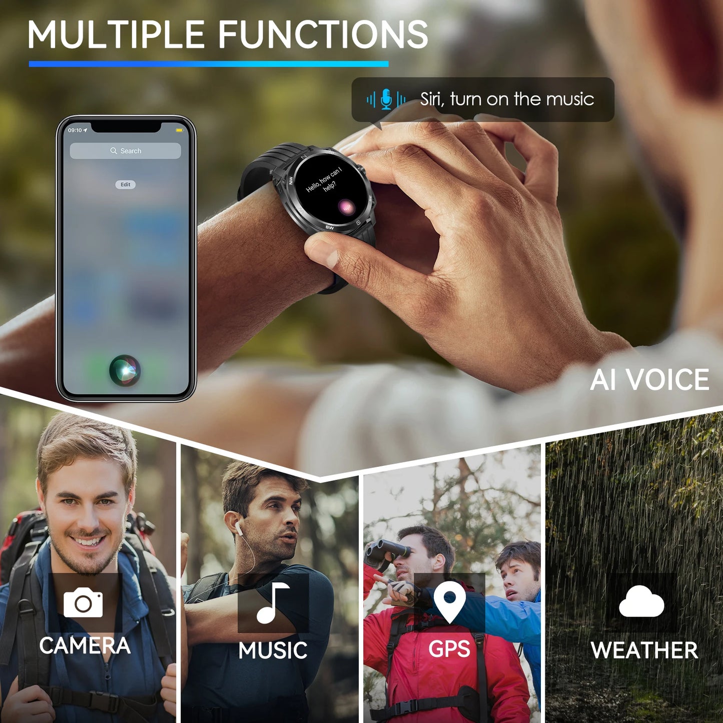 LaNikar Smartwatch With AMOLED Display And In Ear Bluetooth Headset HR SpO2