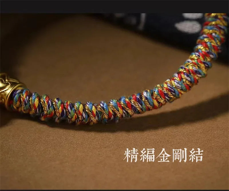 Om Mani Padme Hum Tibetan Knot Cord Bracelet Unisex Cotton