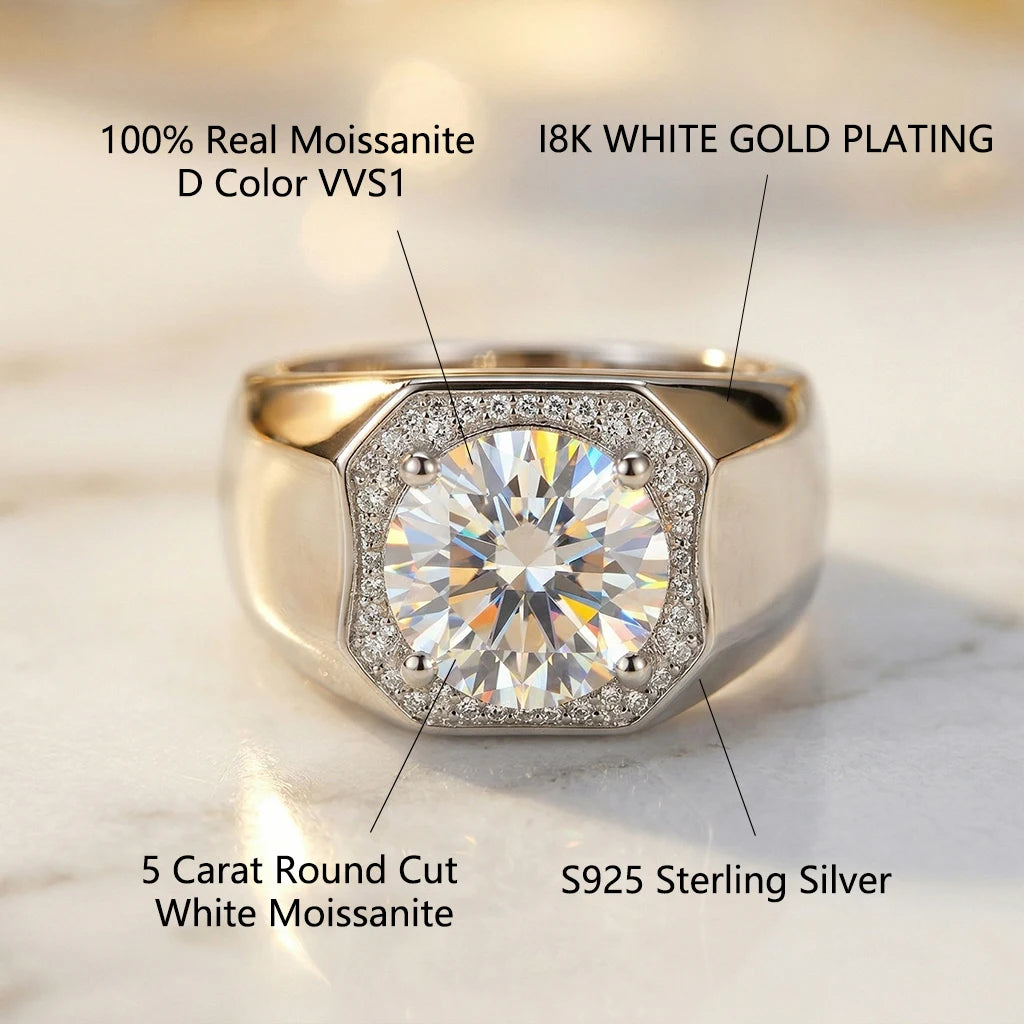 Moissanite Ring S925 Sterling Silver GRA Certified