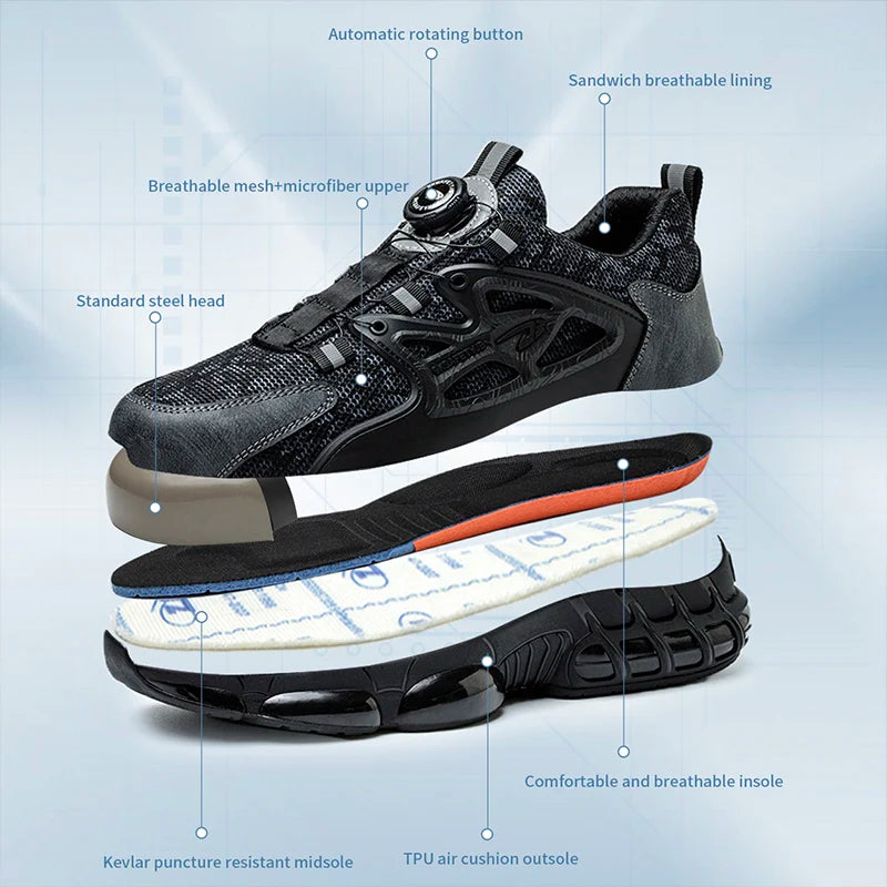 Men's Work Shoes With Elastic Laces