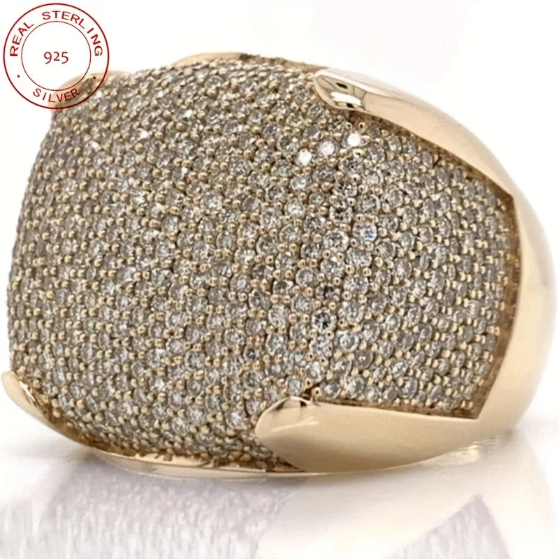 925 Sterling Pinky Ring Iced Out Zircon Gold Plated