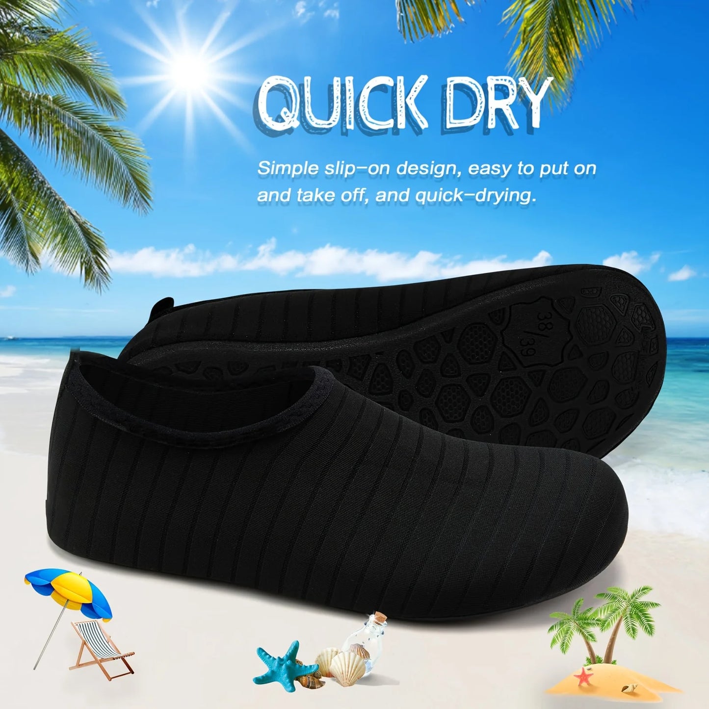 Unisex Water Shoes Anti Slip Quick Dry Beach Swim Shoes