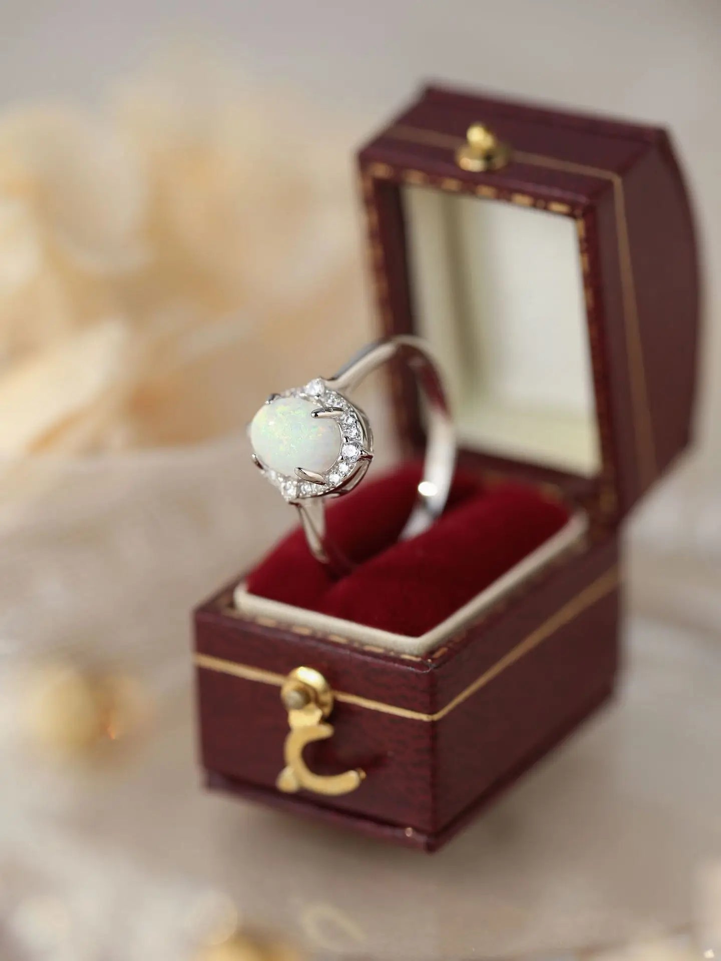 White Opal Water Drop Styling Ring