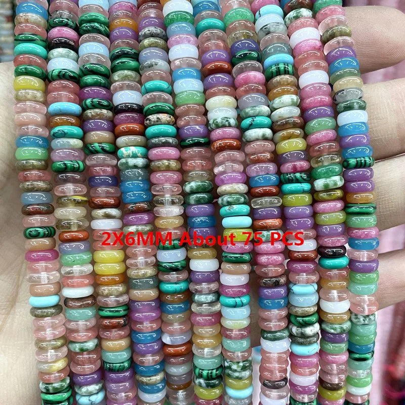 Natural Stone Beads For Jewelry Making Agate Quartz Wheel Beads