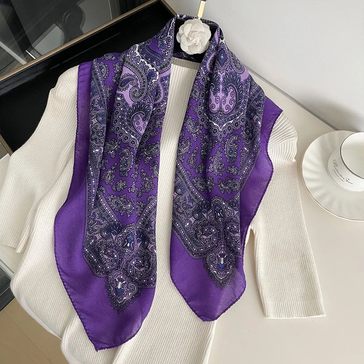 Scarf Paisley Print Square Shawl