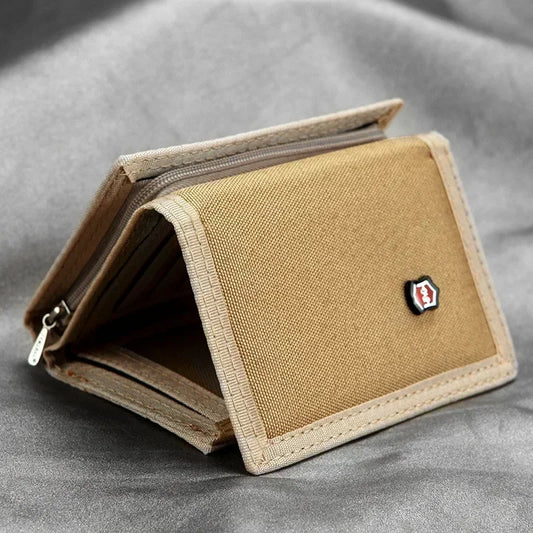 Men's Tri-Fold Canvas Wallet Slim Card Holder