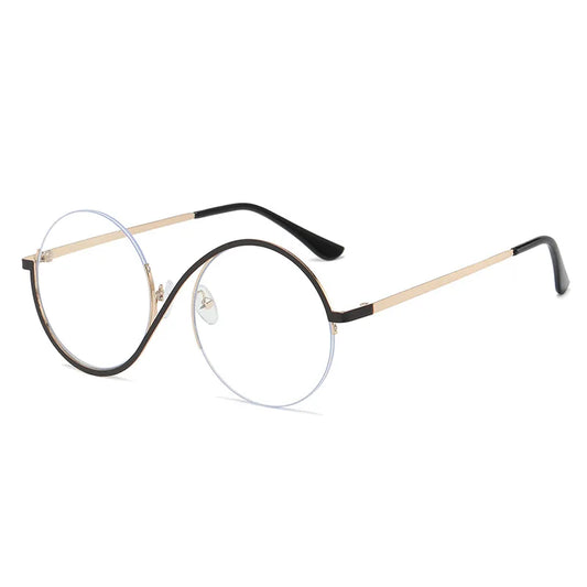 Half Frame Stainless Steel Circular Sunglasses UV400 For Women