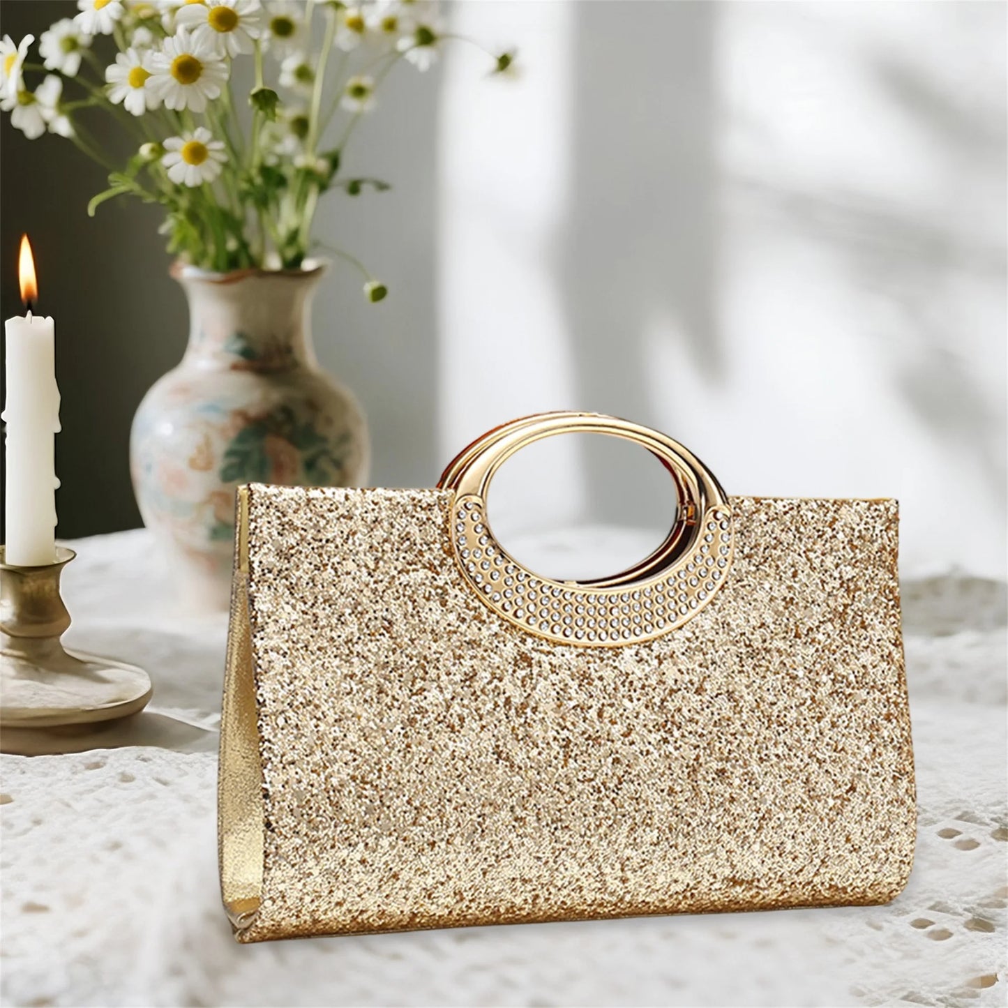 Clutch Rhinestone Embellished Velvet