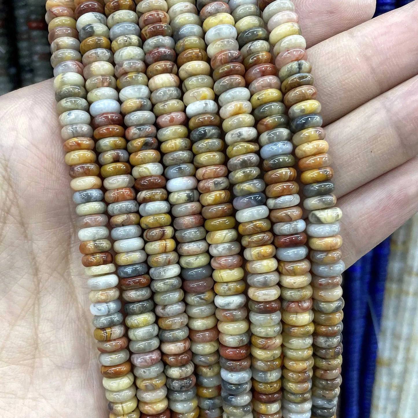 Natural Stone Bead Spacers Quartz Jasper Agate Flat Round