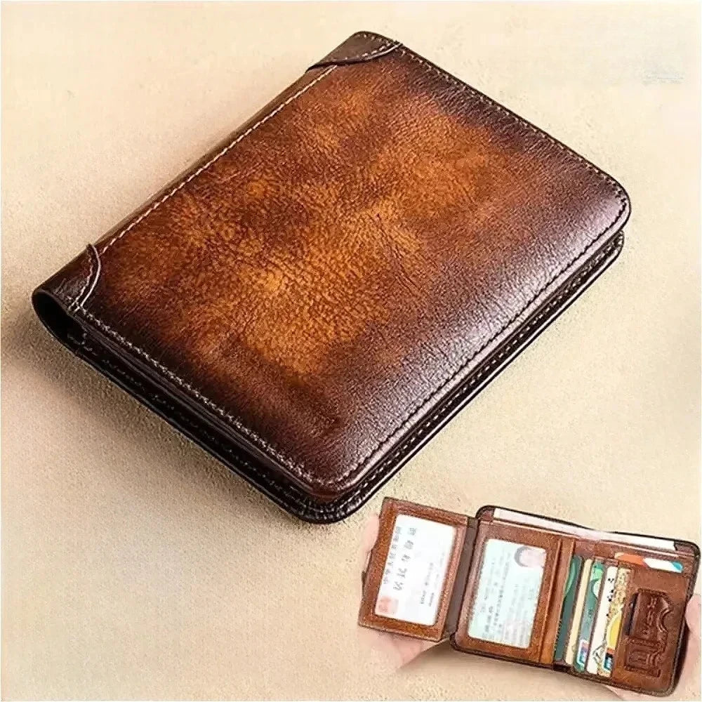 Genuine Leather RFID Blocking Trifold Wallet