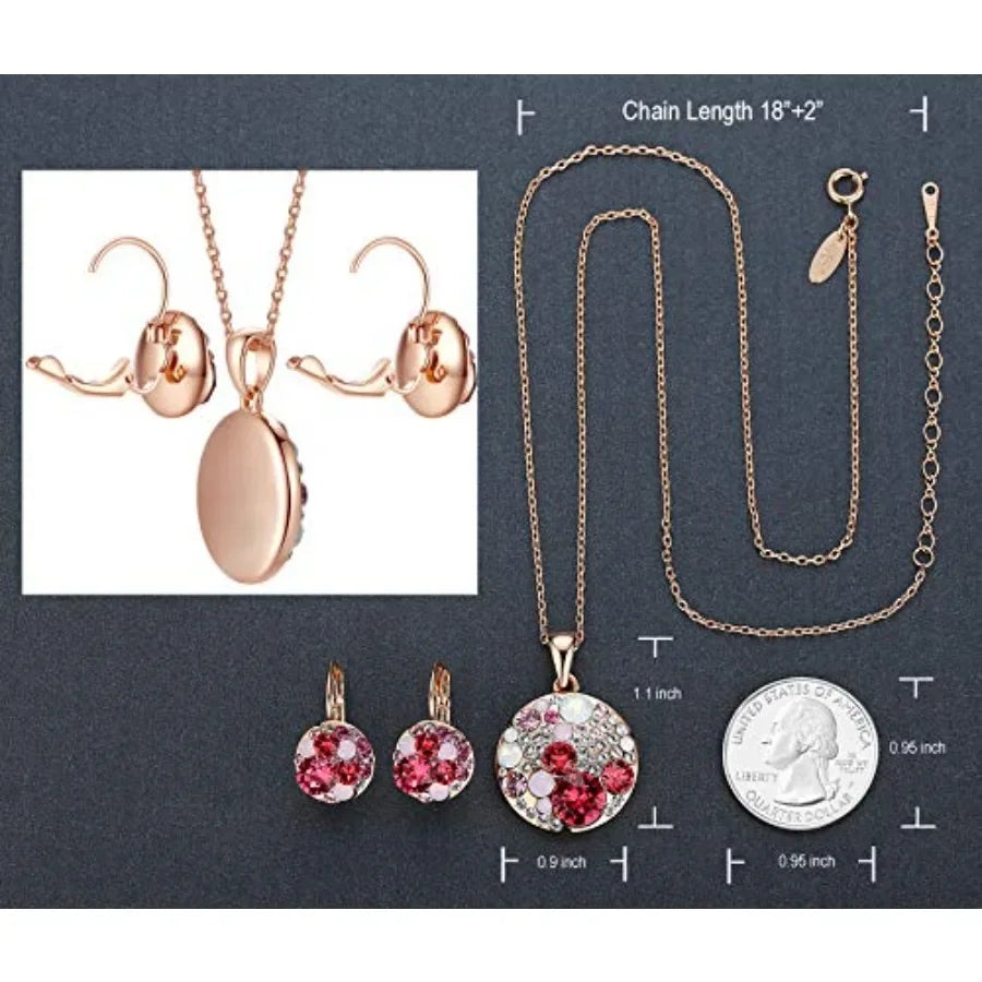 Ocean Bubble Women's Crystal Jewelry Set Necklace And Earrings