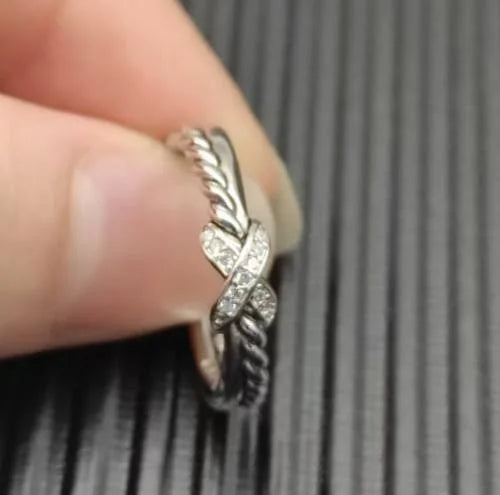 Ring Spiral Design Colored Crystal