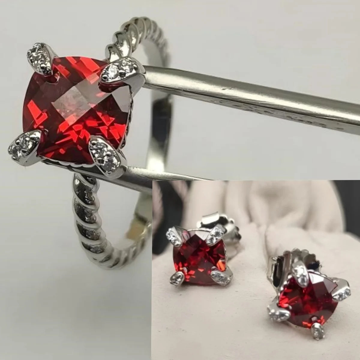 Earring, Ring, Necklace  8mm  Stone Set