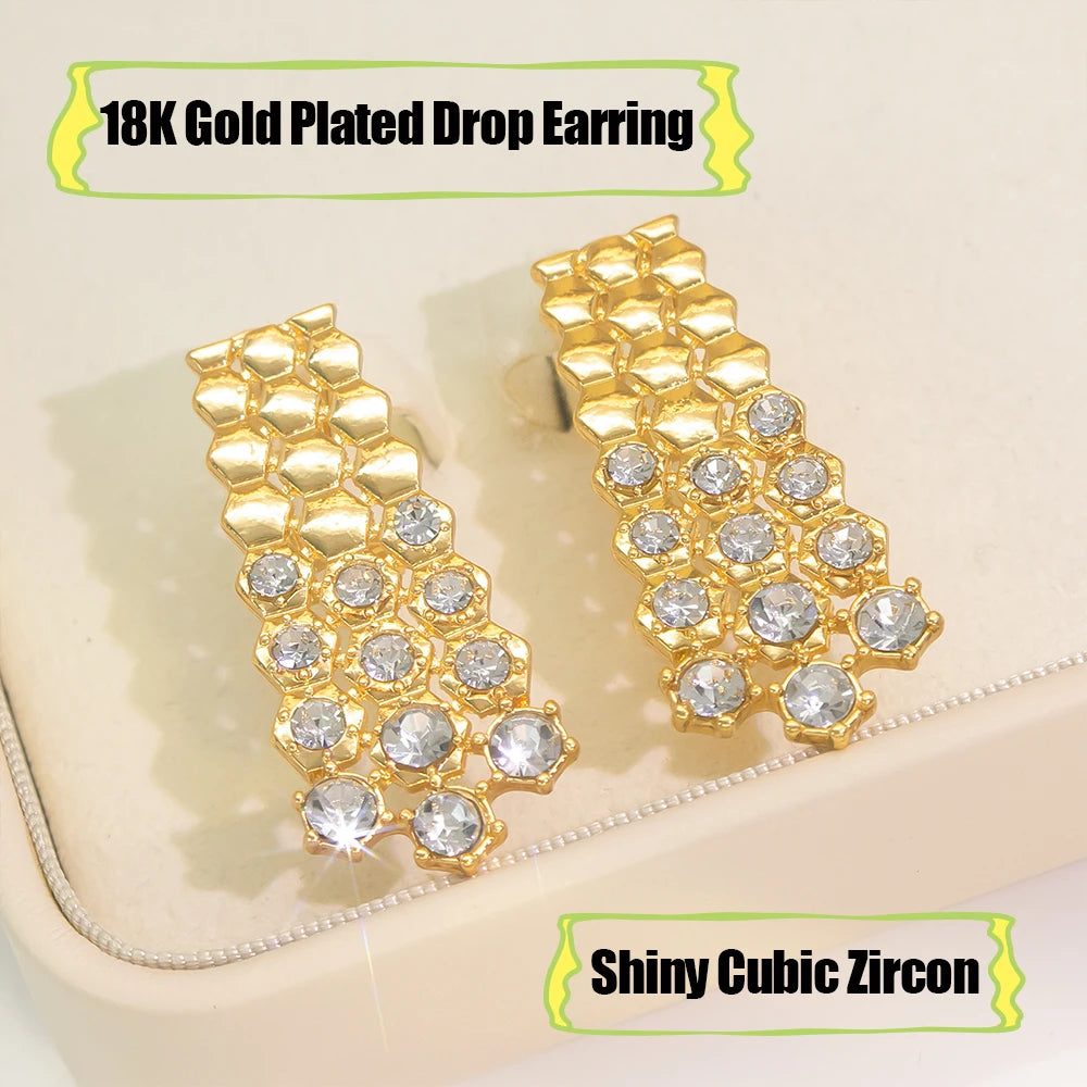 GZJPEI 4 Piece Jewelry Set Necklace Bracelet Earrings Ring Zircon