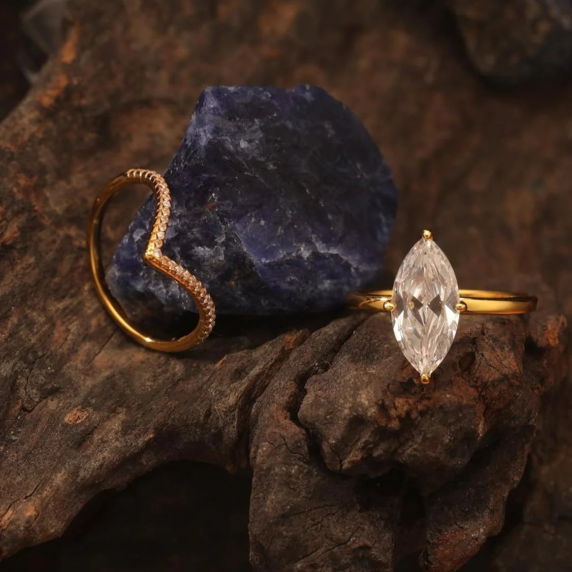 S925 Sterling Silvery Marquise Cut 3pcs Ring