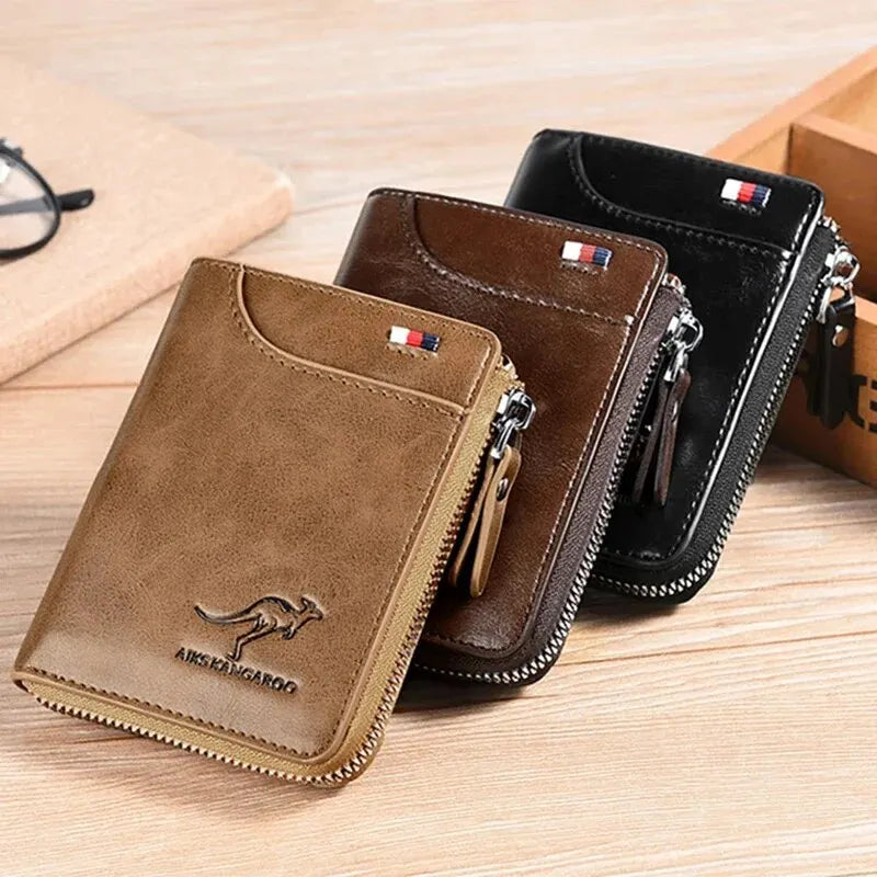 Leather Wallet RFID Zipper Card Holder Purse