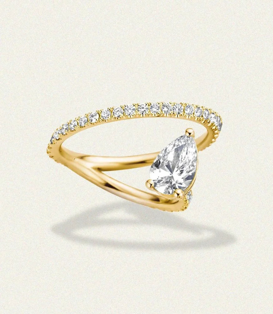 925 Silver Drop Shape 1.75CT Moissanite Ring