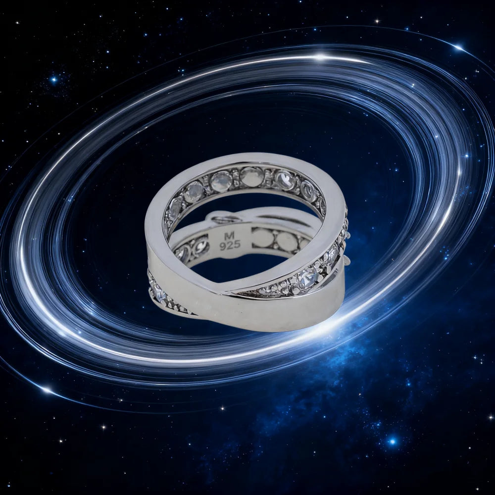 925 Pure Silver Letter Ring Double Loop For Couples