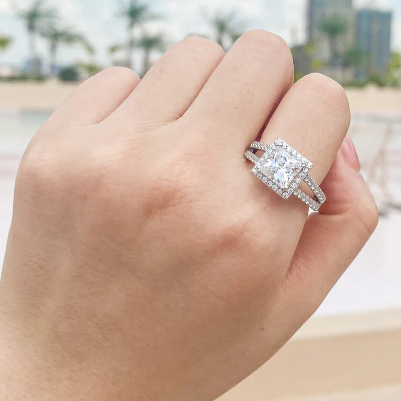 925 Moissanite Engagement Ring Wedding Band