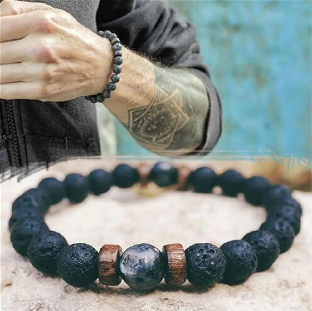 Volcanic Stone Bracelet For Men Women Tibetan Buddha