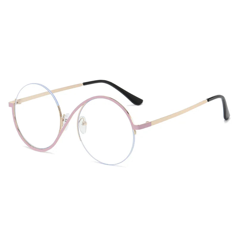 Half Frame Stainless Steel Circular Sunglasses UV400 For Women