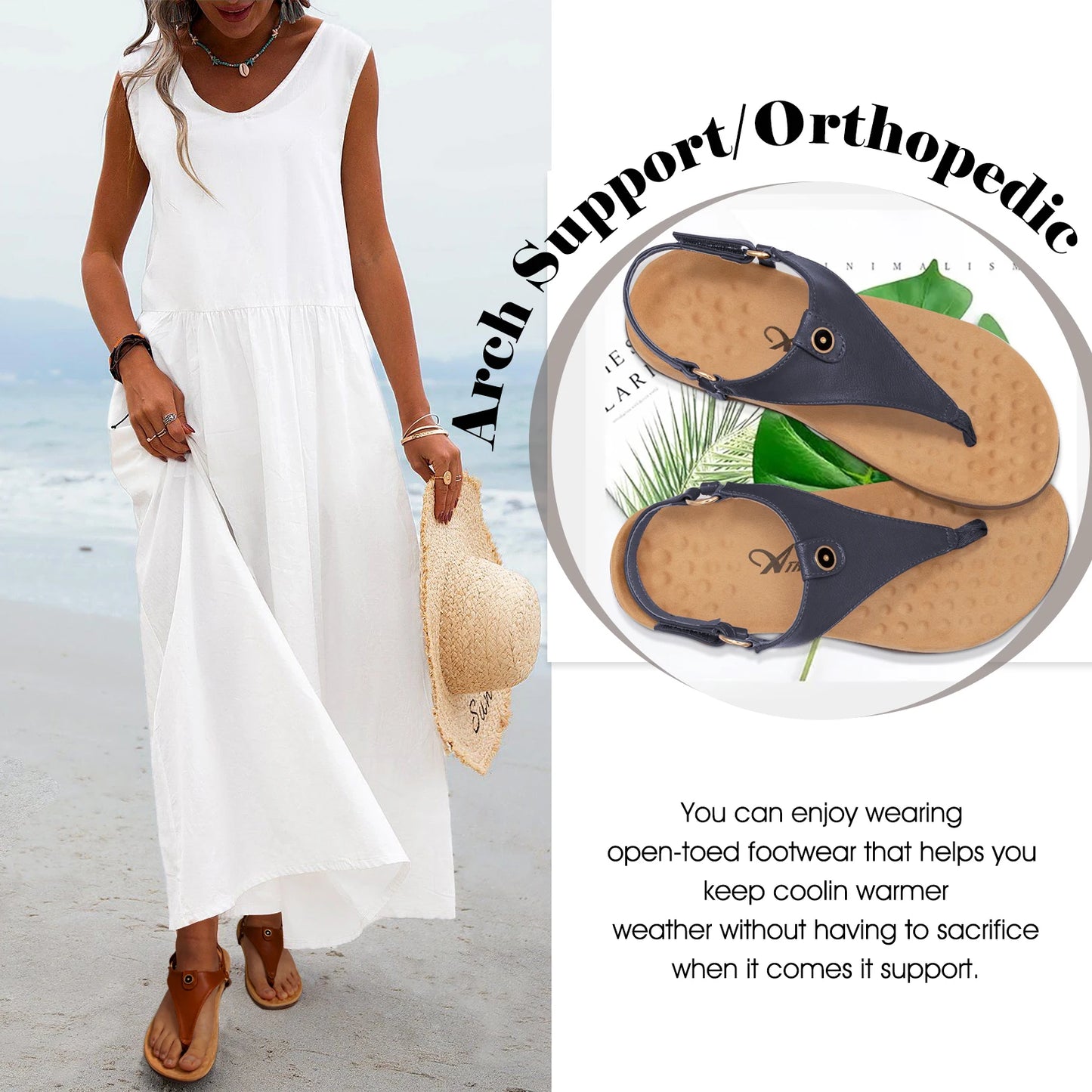 Orthopedic Womens Sandals T Strap