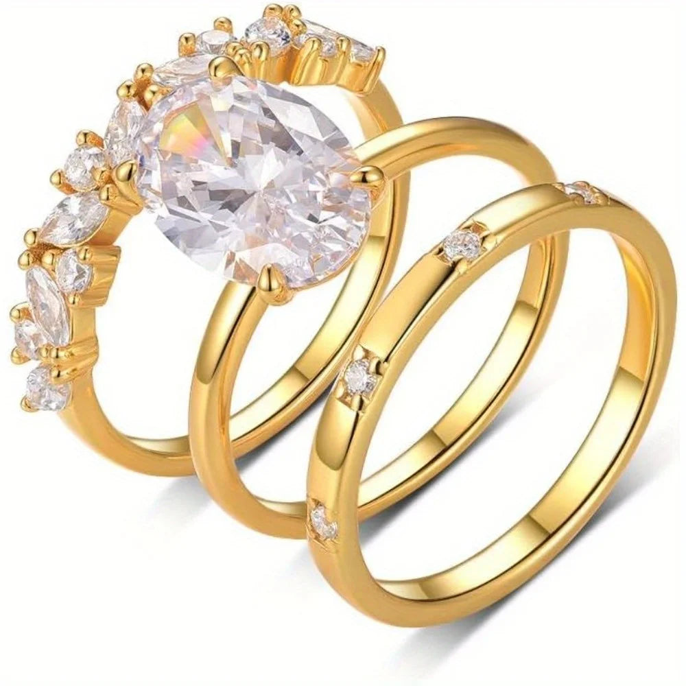 Moissanite Bridal Set 3 Piece 925 Sterling Silver Rings Trio