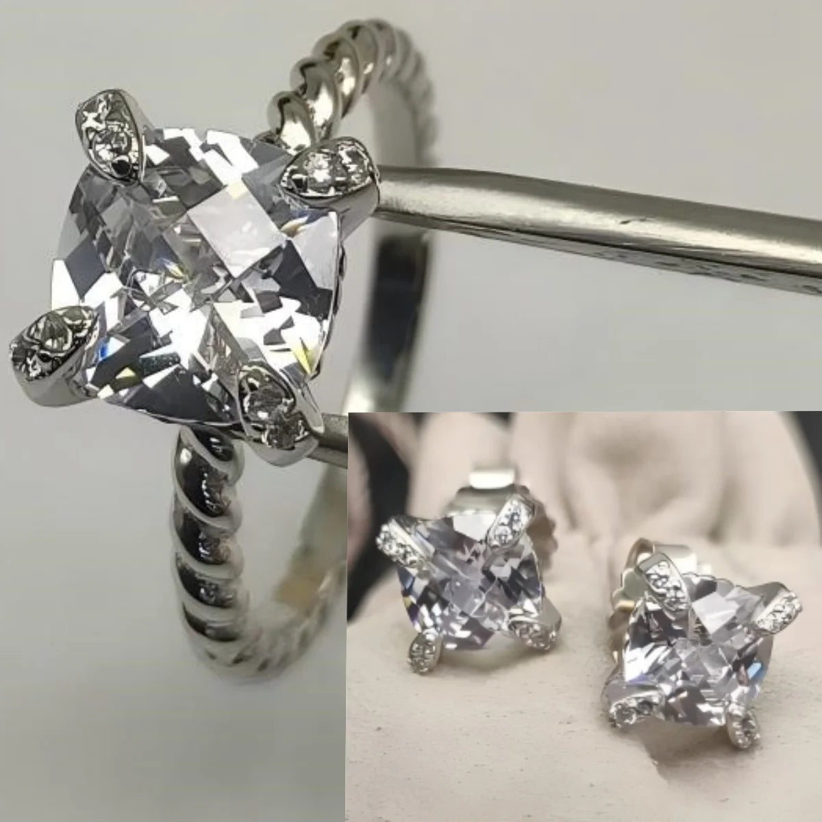 Earring, Ring, Necklace  8mm  Stone Set