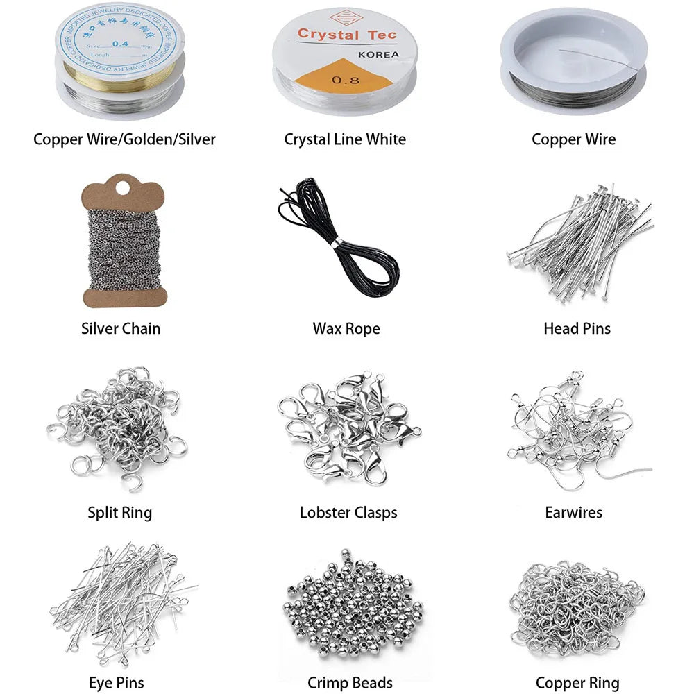 Deluxe DIY Bead Jewelry Making Kit 2456 Beads And Findings