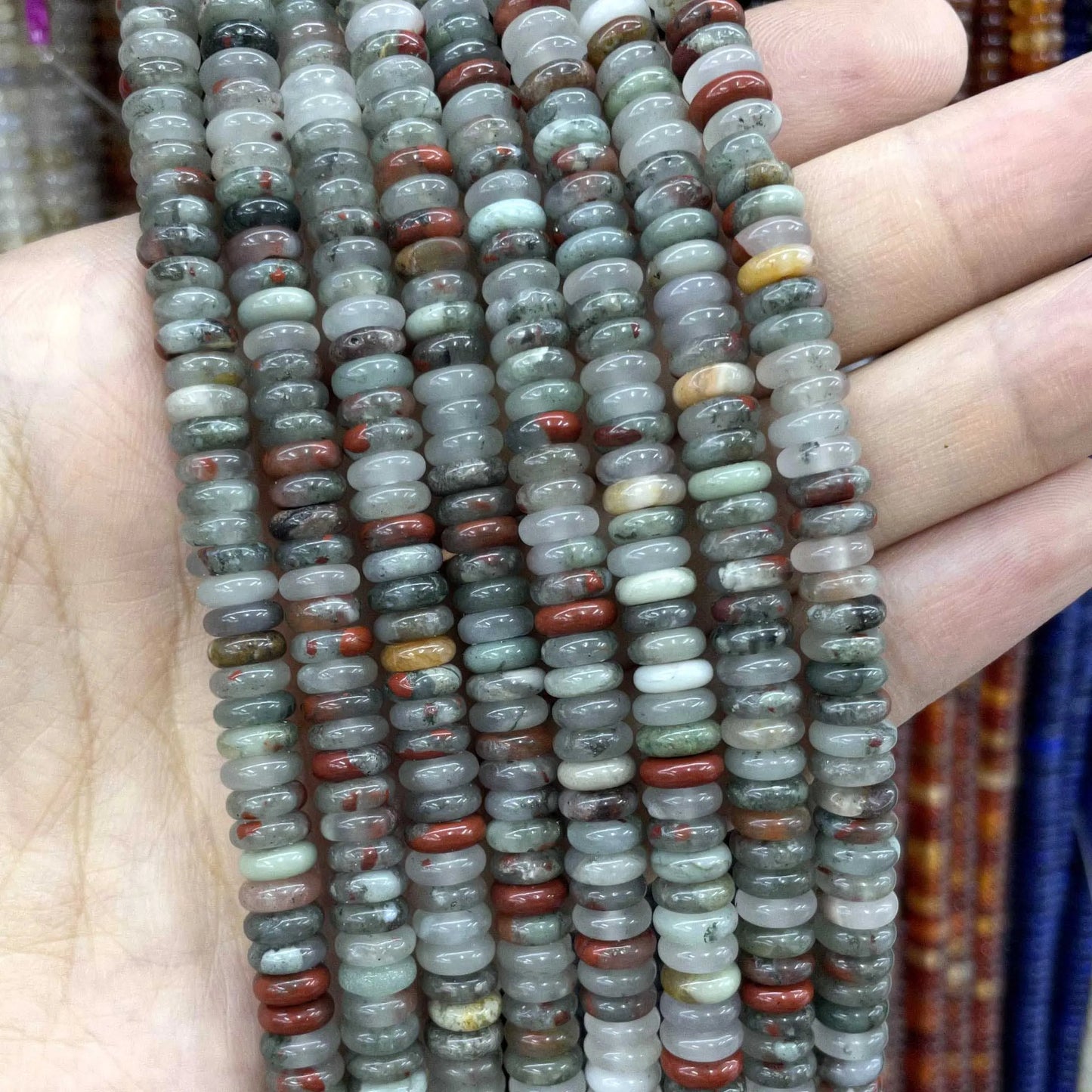 Natural Stone Bead Spacers Quartz Jasper Agate Flat Round