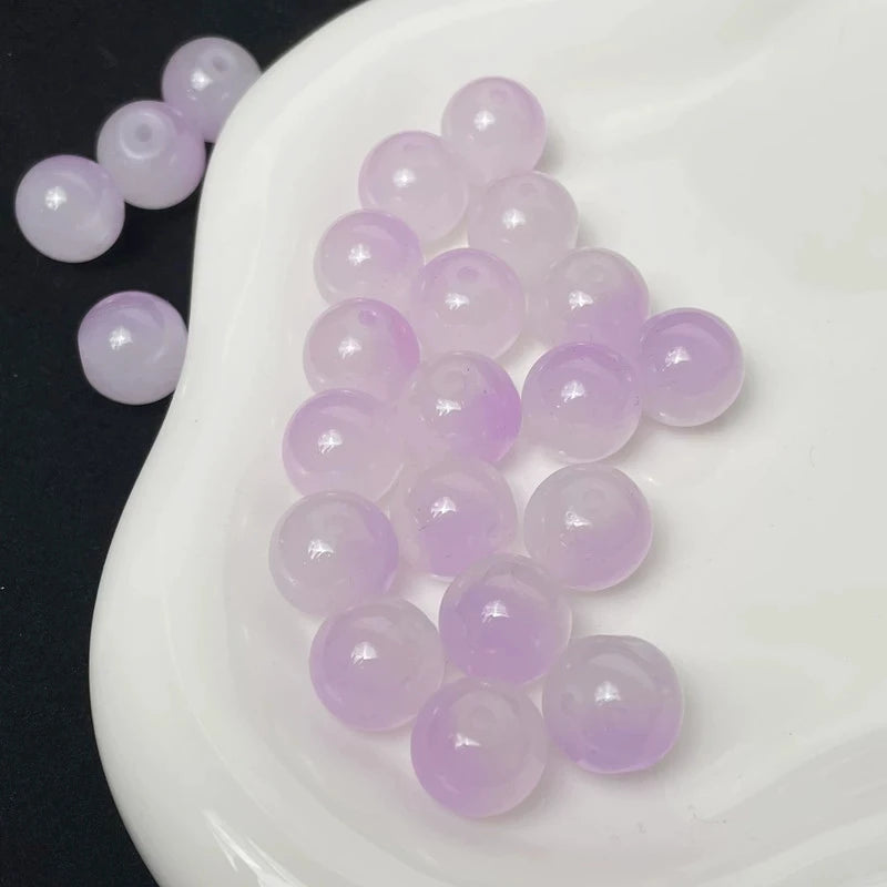 50pcs 8/10mm Dual Color Glass Round Loose Spacer Beads for Handmade Jewelry and Accessories