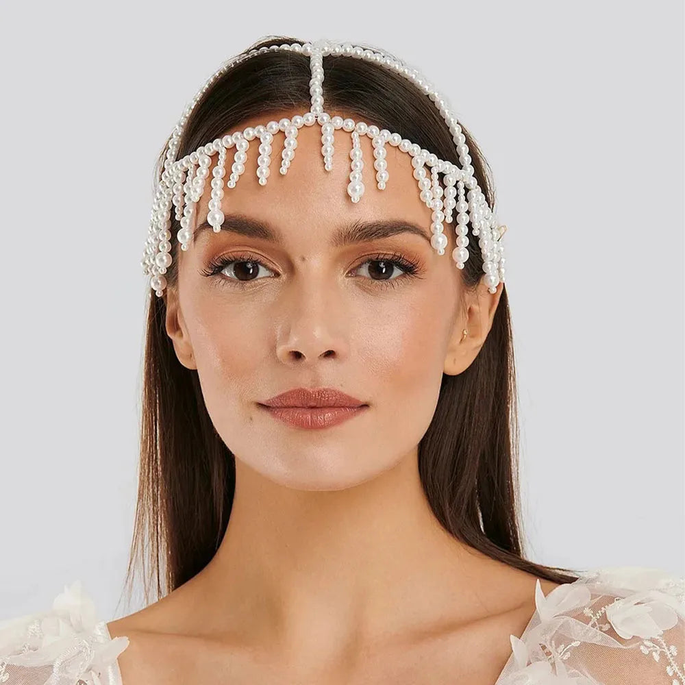 Headpiece Crystal Cap Head Chain Tassels