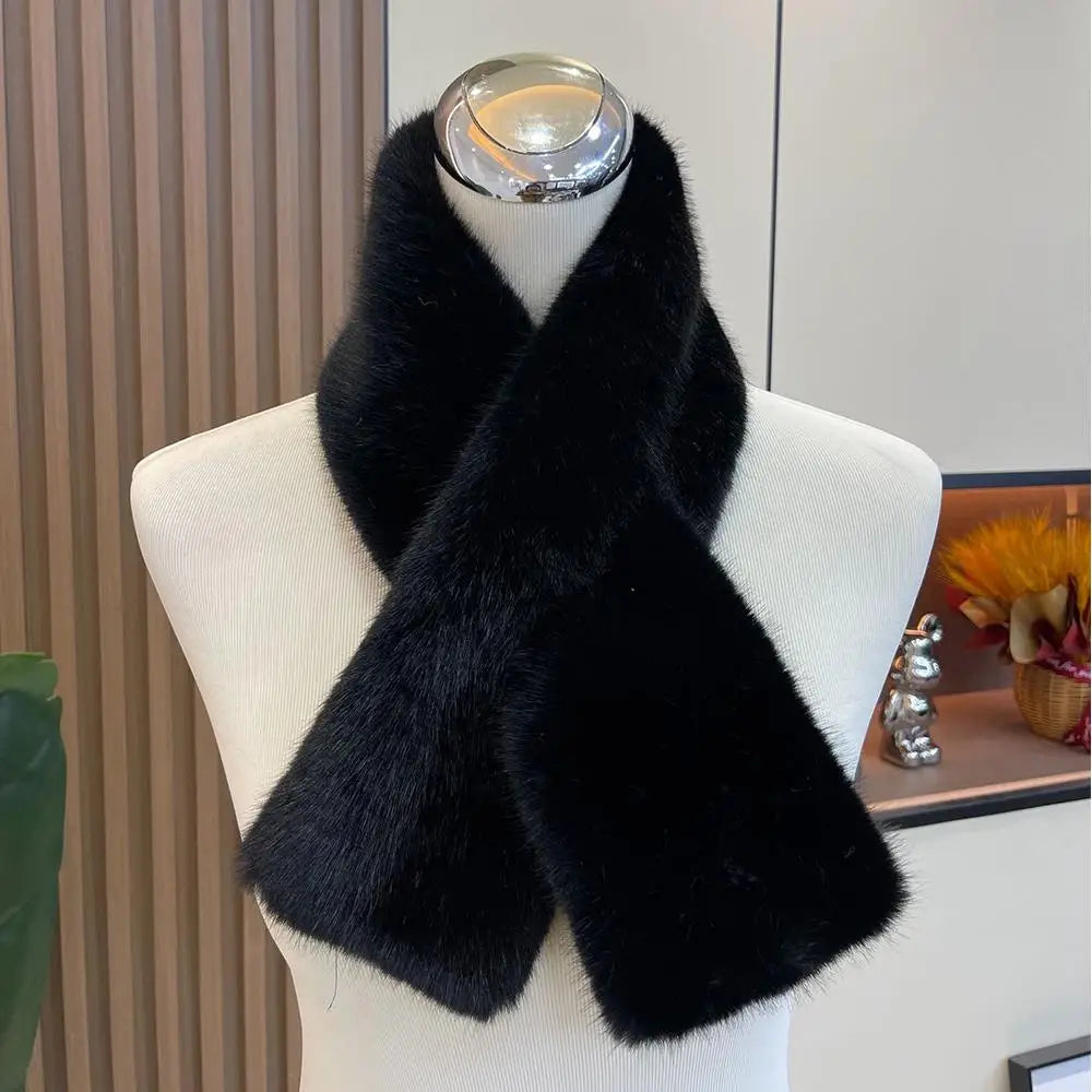 Rabbit Fur Shawl Scarf Double Sided Plush
