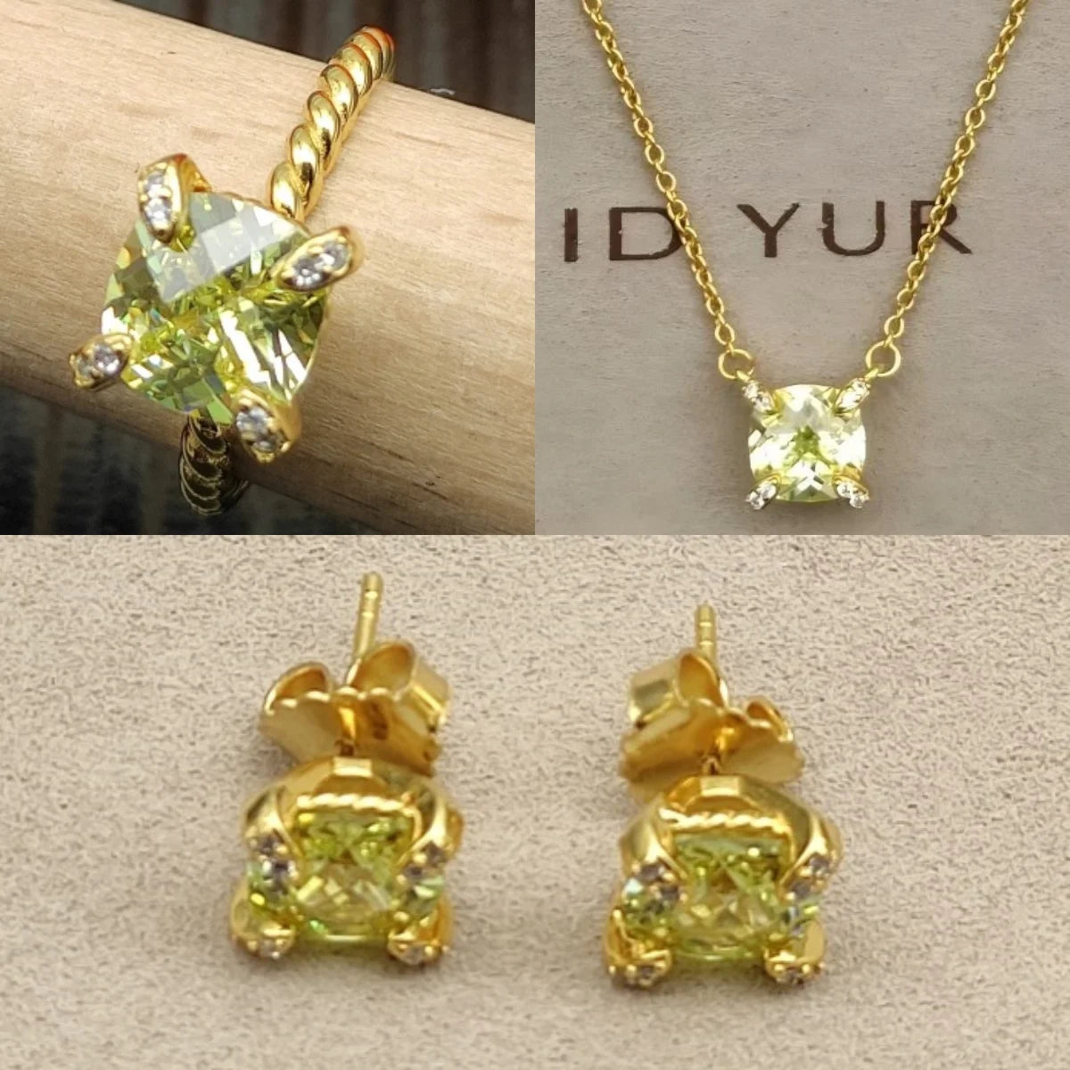 Earrings, Necklace, Ring 8mm Stone Set
